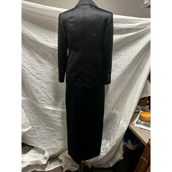 Vintage Black Silk Blazer And Long Skirt with Shiny Buttons and No Tags - Picture 2 of 7
